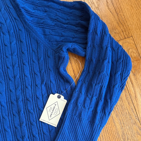 Blue Cable Knit V-Neck Sweater 2X NEW - Picture 5 of 6
